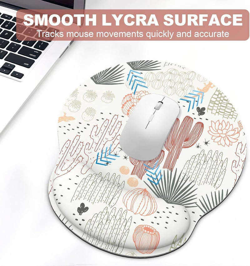 JIGOO Ergonomic Mouse Pad with Wrist Rest and Keyboard Wrist Rest, Mousepad and Wrist Rest for Computer Keyboard, Pain Relief, Non-Slip Rubber Base, Mouse Pad with Wrist Support for Gaming, Office, Cactus - Image 3
